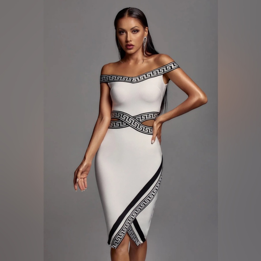 White Off Shoulder Bandage Dress